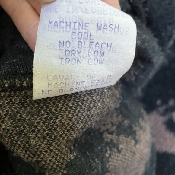 Vintage MIC Fleece Cardigan Womens Black Faux Fur Zip Holiday Reindeer Xmas - Picture 5 of 9